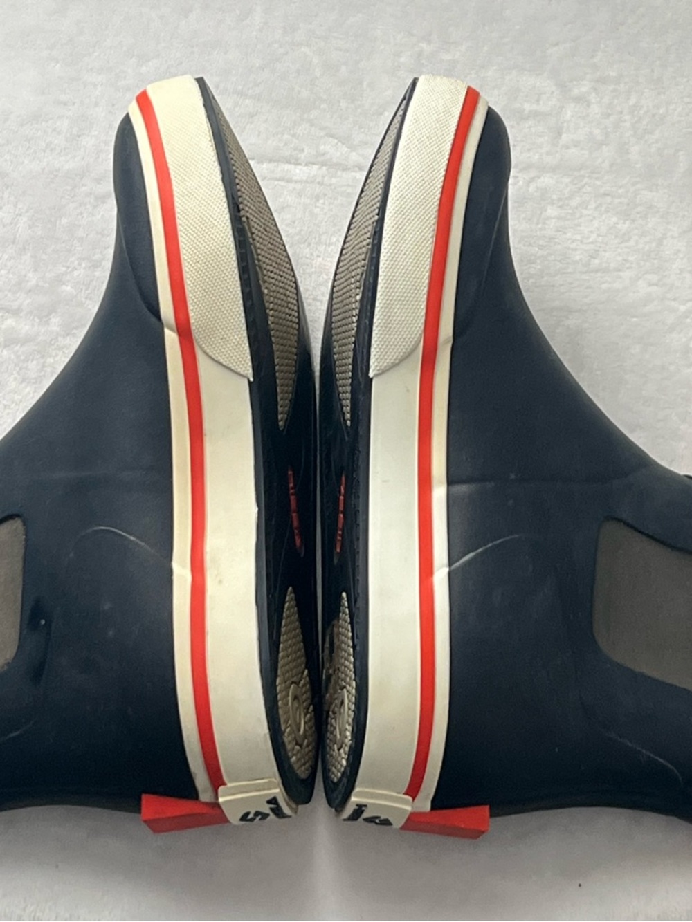 HISEA Men’s Navy and Orange Slip-On Waterproof Rain Boots, Size 7 - Picture 5 of 14